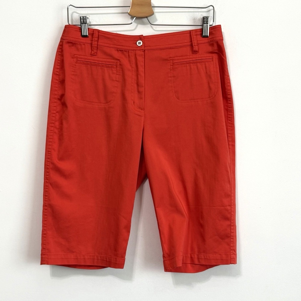 Chicos Orange Beach Sima Shorts 1 M Orange Bermuda Summer Classic Party NEW